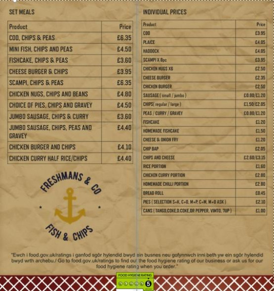 Freshmans & Co. Fish & Chips, Restaurant, Station Rd Rhos on Sea