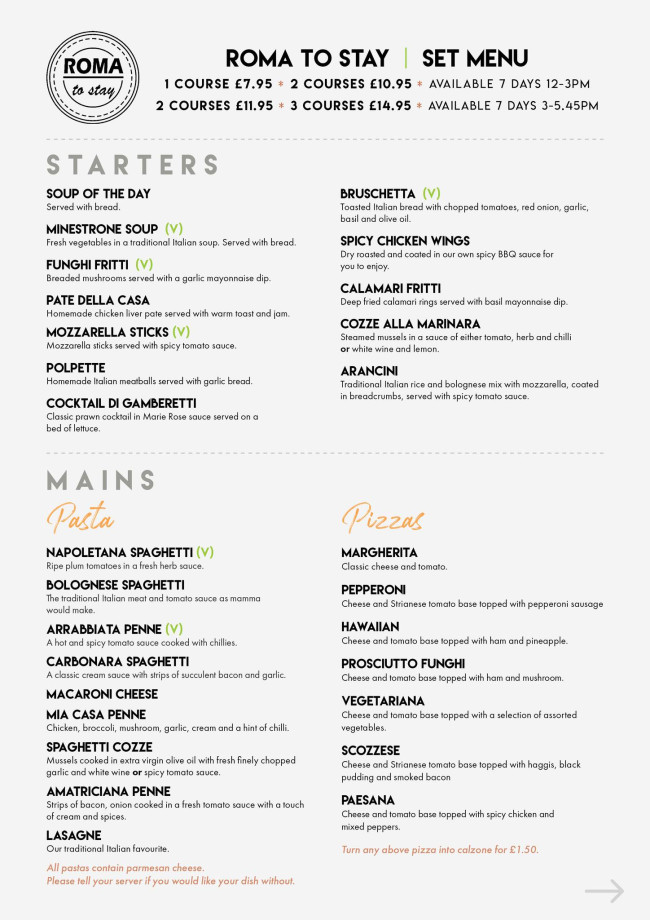 Roma 2 Go, Restaurant, Main Menu - Linwood, Scotland, United Kingdom ...