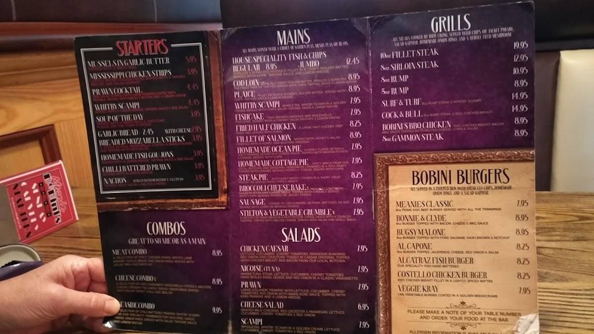 Mainies Menu Meanie's, Restaurant, Main Menu - Skegness, England, United Kingdom ...