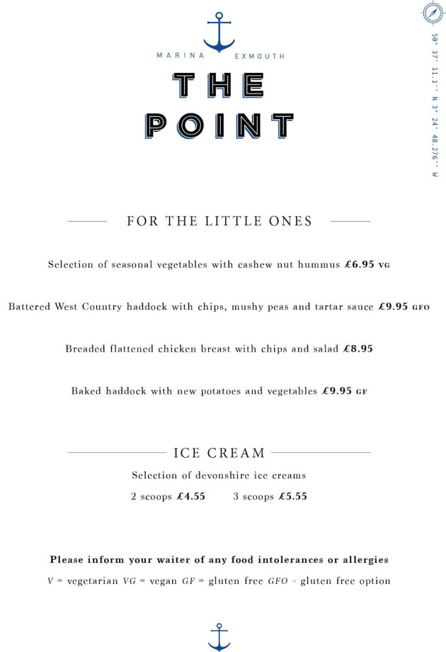 The Point Menu The Point, Restaurant, Main Menu - Exmouth, England, United Kingdom ...