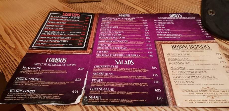 Mainies Menu Meanie's, Restaurant, Main Menu - Skegness, England, United Kingdom ...